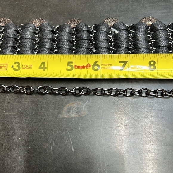 Chicos belt adjustable copper sequin ovals linked by weaving ovals with chain. - Picture 10 of 15